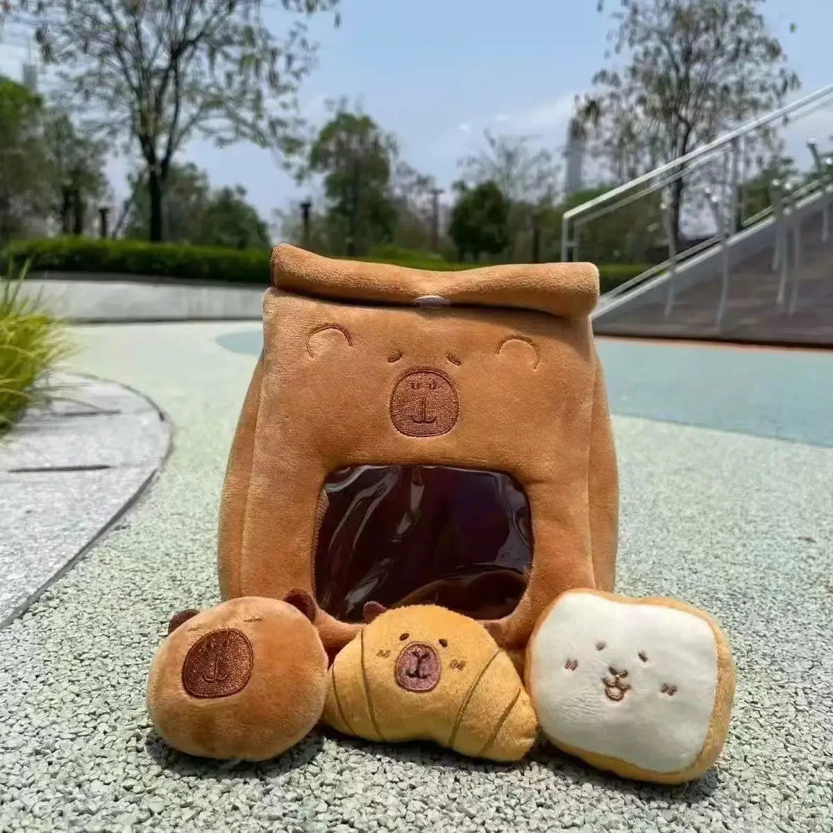 Cartoon A Bag of Capybara Snacks Doll Adorable Stuffed Capibara Doll Snack Bag Plush Toys Creative Pudding Bag Kawaii Kids Gifts Manwatstore