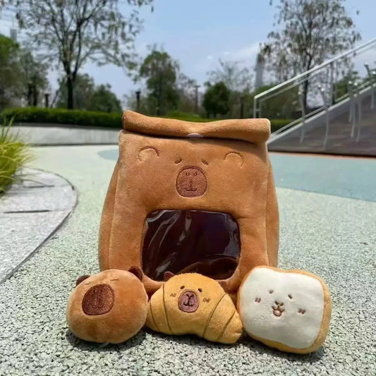 Cartoon A Bag of Capybara Snacks Doll Adorable Stuffed Capibara Doll Snack Bag Plush Toys Creative Pudding Bag Kawaii Kids Gifts Manwatstore