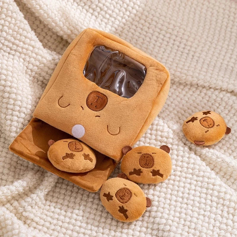 Cartoon A Bag of Capybara Snacks Doll Adorable Stuffed Capibara Doll Snack Bag Plush Toys Creative Pudding Bag Kawaii Kids Gifts Manwatstore