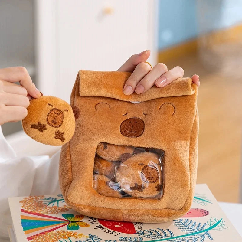 Cartoon A Bag of Capybara Snacks Doll Adorable Stuffed Capibara Doll Snack Bag Plush Toys Creative Pudding Bag Kawaii Kids Gifts Manwatstore