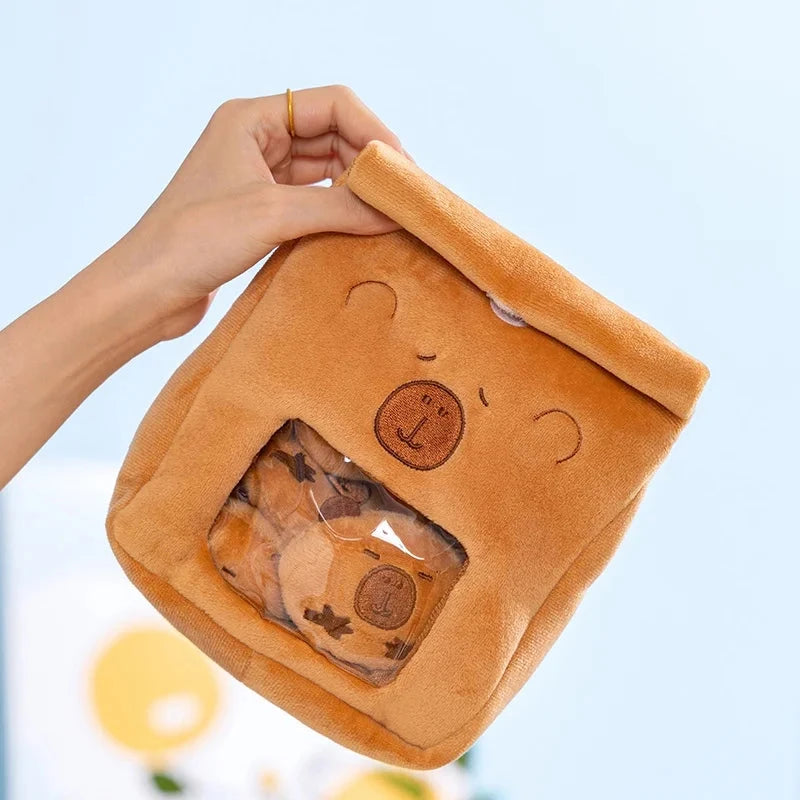 Cartoon A Bag of Capybara Snacks Doll Adorable Stuffed Capibara Doll Snack Bag Plush Toys Creative Pudding Bag Kawaii Kids Gifts Manwatstore
