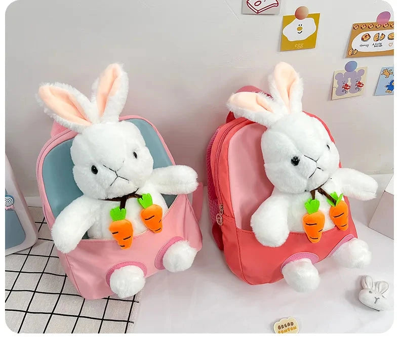 Cartoon Kindergarten Backpack New Children's School Bag Cute Plush Rabbit Doll Backpack Manwatstore