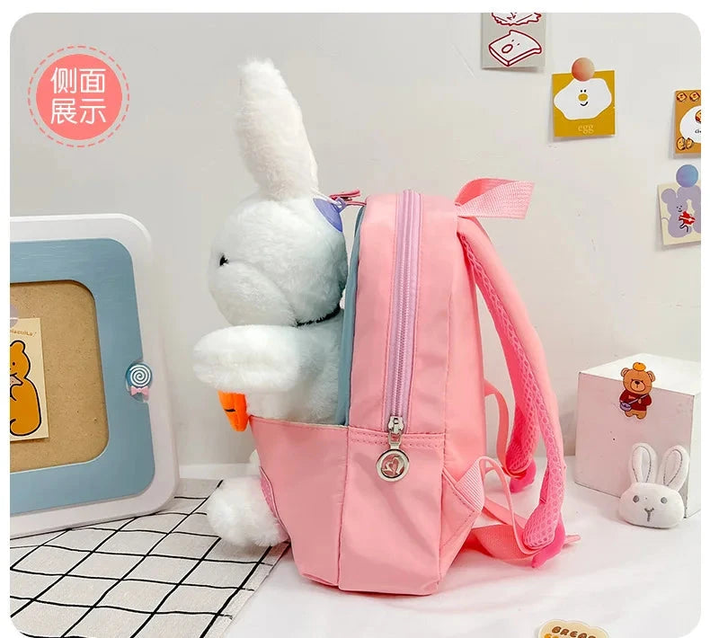 Cartoon Kindergarten Backpack New Children's School Bag Cute Plush Rabbit Doll Backpack Manwatstore