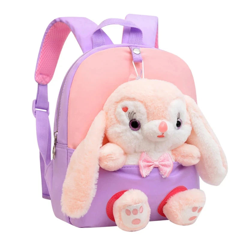 Cartoon Kindergarten Backpack New Children's School Bag Cute Plush Rabbit Doll Backpack Manwatstore