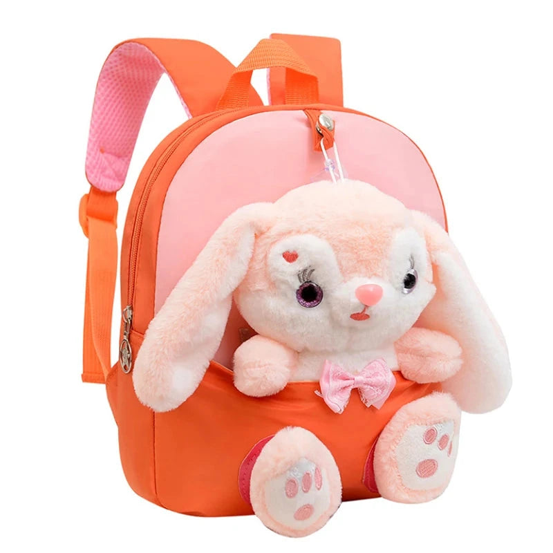 Cartoon Kindergarten Backpack New Children's School Bag Cute Plush Rabbit Doll Backpack Manwatstore