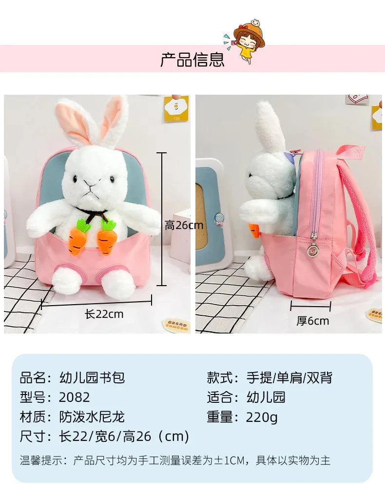 Cartoon Kindergarten Backpack New Children's School Bag Cute Plush Rabbit Doll Backpack Manwatstore
