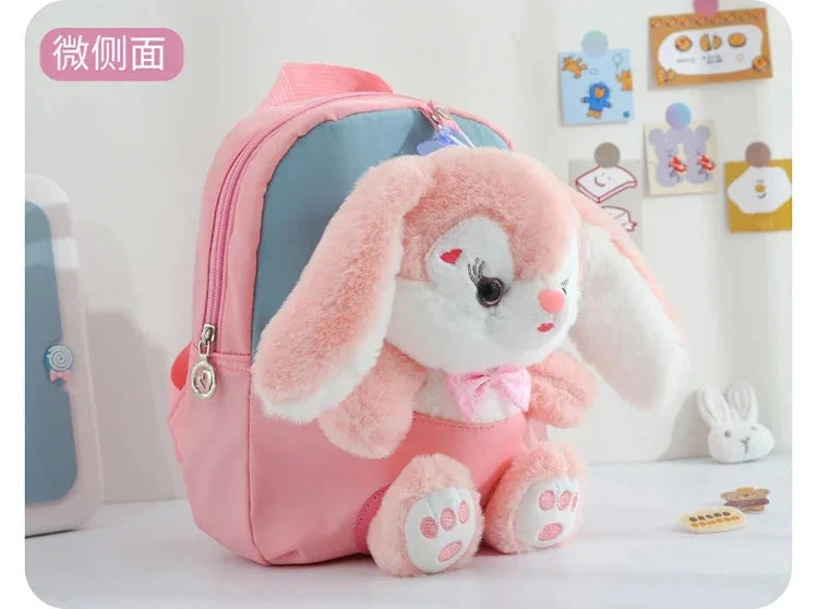Cartoon Kindergarten Backpack New Children's School Bag Cute Plush Rabbit Doll Backpack Manwatstore