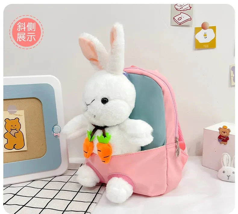 Cartoon Kindergarten Backpack New Children's School Bag Cute Plush Rabbit Doll Backpack Manwatstore