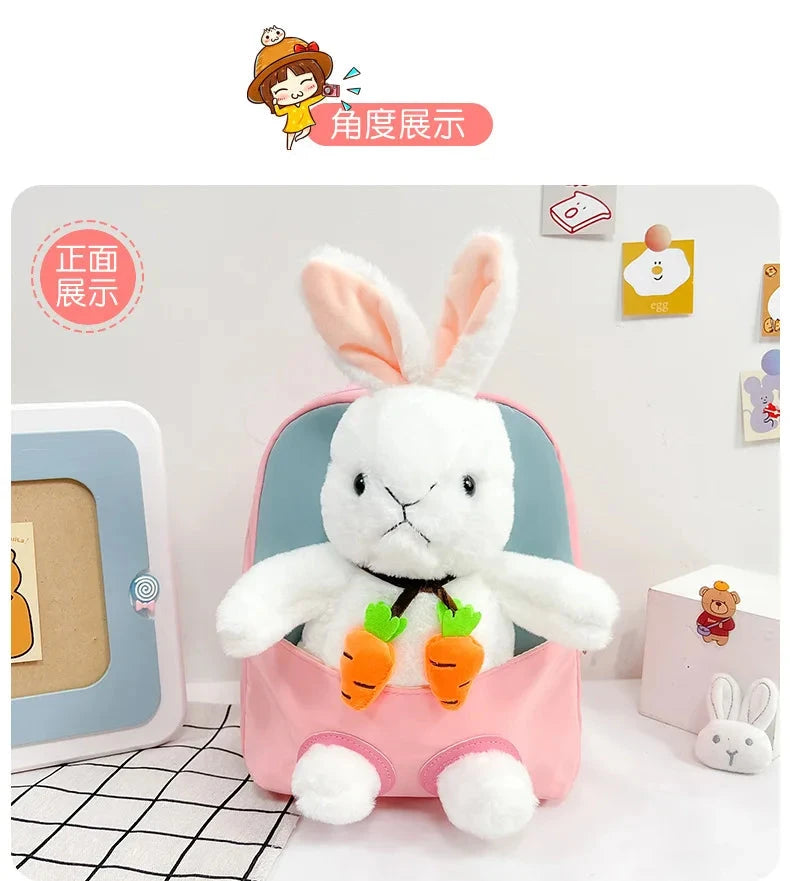 Cartoon Kindergarten Backpack New Children's School Bag Cute Plush Rabbit Doll Backpack Manwatstore