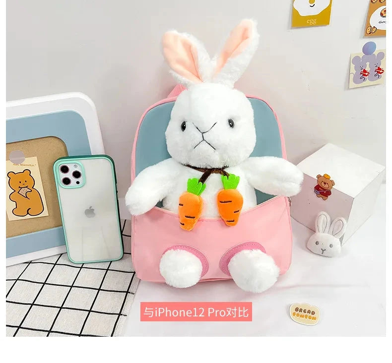 Cartoon Kindergarten Backpack New Children's School Bag Cute Plush Rabbit Doll Backpack Manwatstore