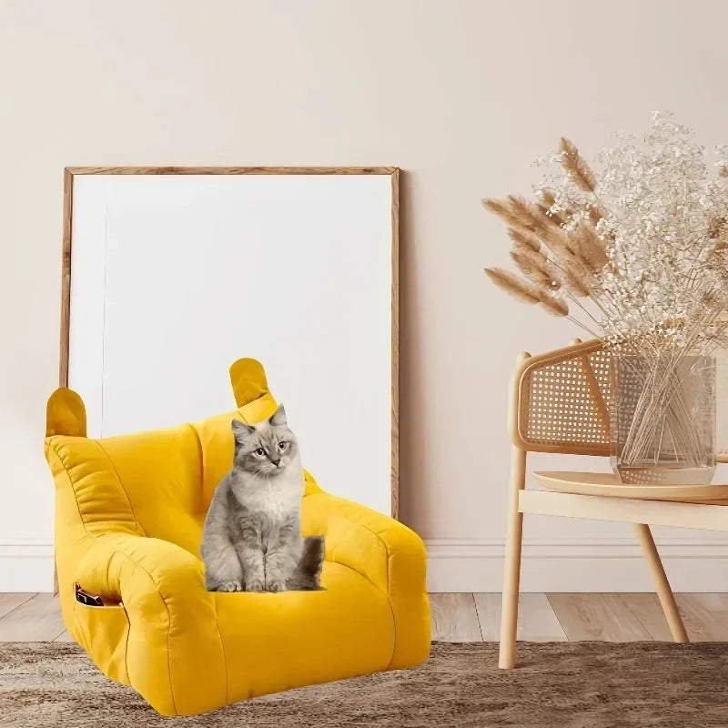 Cat Sofa Bed, Adorable Cartoon Pet Bed with Removable Washable Cover, Plush Cat Furniture for Indoor Cats Up To 6 Lbs (2.72kg) Manwatstore