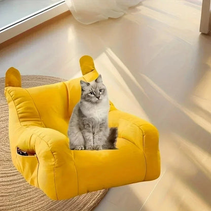 Cat Sofa Bed, Adorable Cartoon Pet Bed with Removable Washable Cover, Plush Cat Furniture for Indoor Cats Up To 6 Lbs (2.72kg) Manwatstore