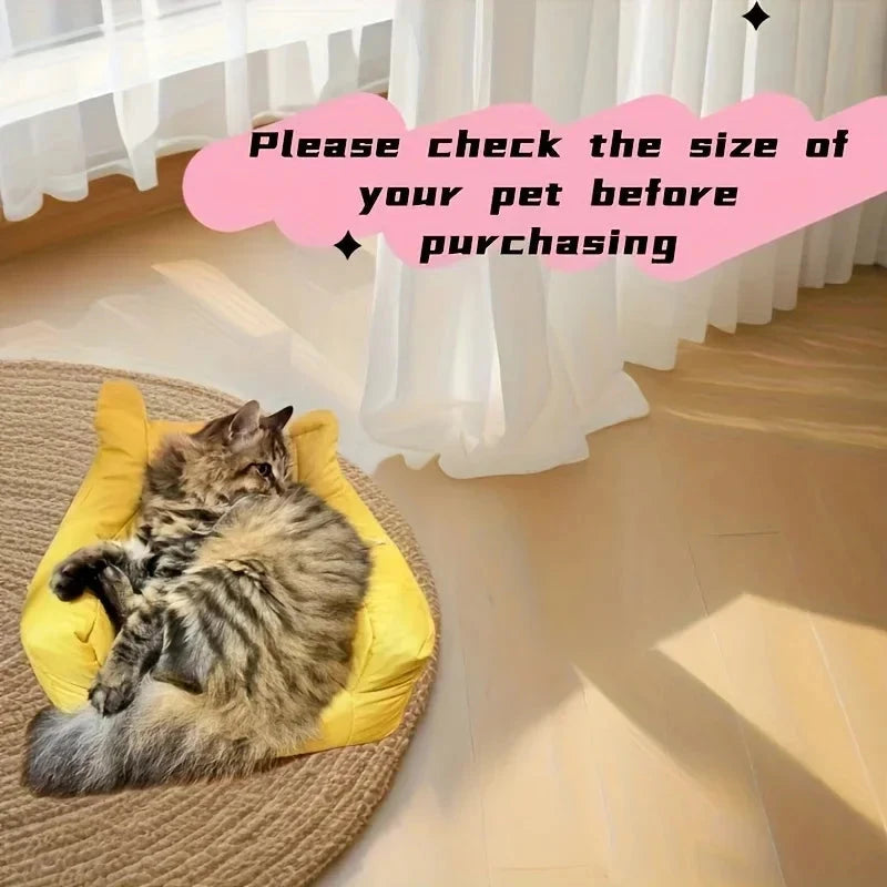 Cat Sofa Bed, Adorable Cartoon Pet Bed with Removable Washable Cover, Plush Cat Furniture for Indoor Cats Up To 6 Lbs (2.72kg) Manwatstore