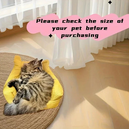 Cat Sofa Bed, Adorable Cartoon Pet Bed with Removable Washable Cover, Plush Cat Furniture for Indoor Cats Up To 6 Lbs (2.72kg) Manwatstore