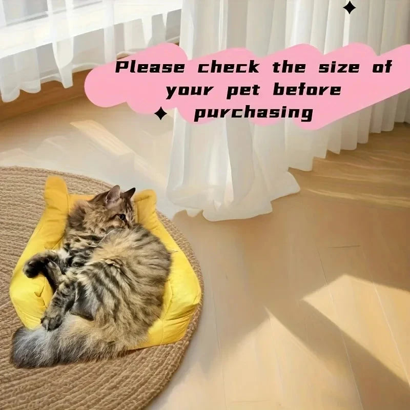 Cat Sofa Bed, Adorable Cartoon Pet Bed with Removable Washable Cover, Plush Cat Furniture for Indoor Cats Up To 6 Lbs (2.72kg) Manwatstore