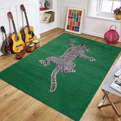 Cheetah Pattern Rug Retro Leaf Pattern Luxurious European Large Size Living Room Carpet Non-slip Bedroom Doormat Elegant Décor Manwatstore