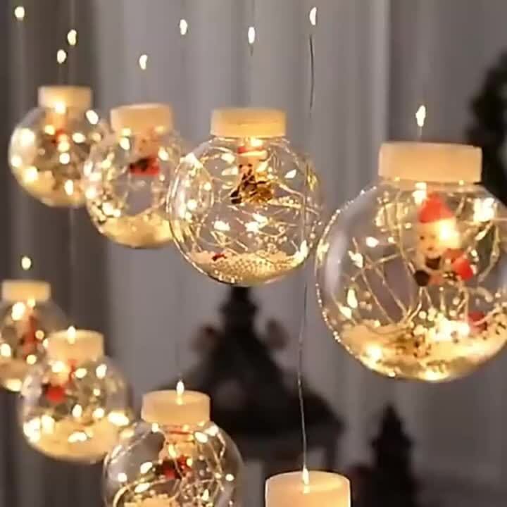 Christmas Ball Light String, 10 Christmas Blessing Ball Fairy Lights, Christmas Ornaments, Christmas Holiday Parties, Holiday Party Decorations, USB Power Supply, 8 Lighting Modes, Remote Control Manwatstore