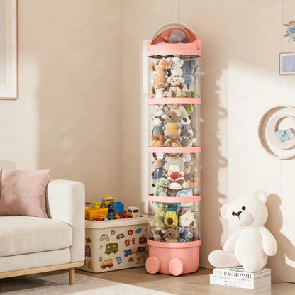 Clear Stuffed Animal Storage Tube – Stackable PET Plush Toy Organiser &amp; Display Container Manwatstore