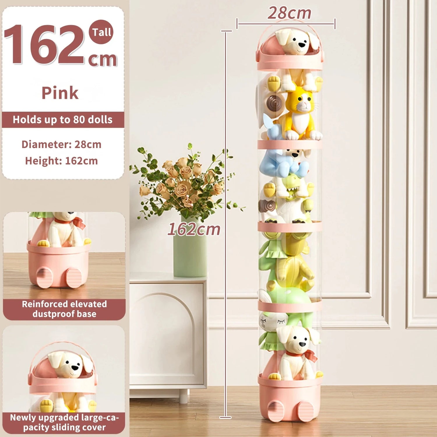 Clear Stuffed Animal Storage Tube – Stackable PET Plush Toy Organiser &amp; Display Container Manwatstore