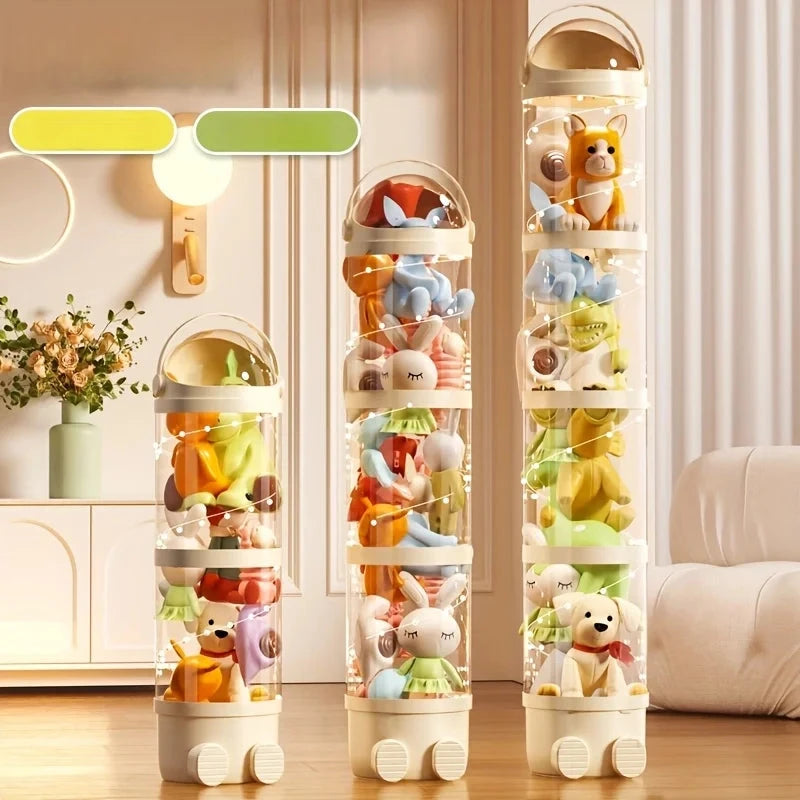 Clear Stuffed Animal Storage Tube – Stackable PET Plush Toy Organiser &amp; Display Container Manwatstore