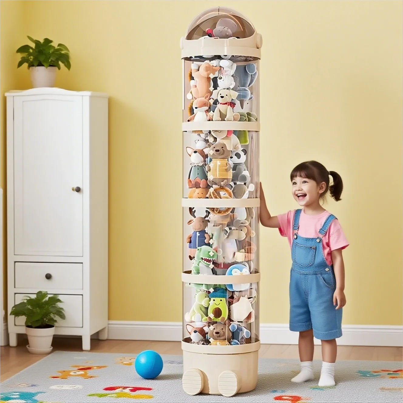 Clear Stuffed Animal Storage Tube – Stackable PET Plush Toy Organiser &amp; Display Container Manwatstore