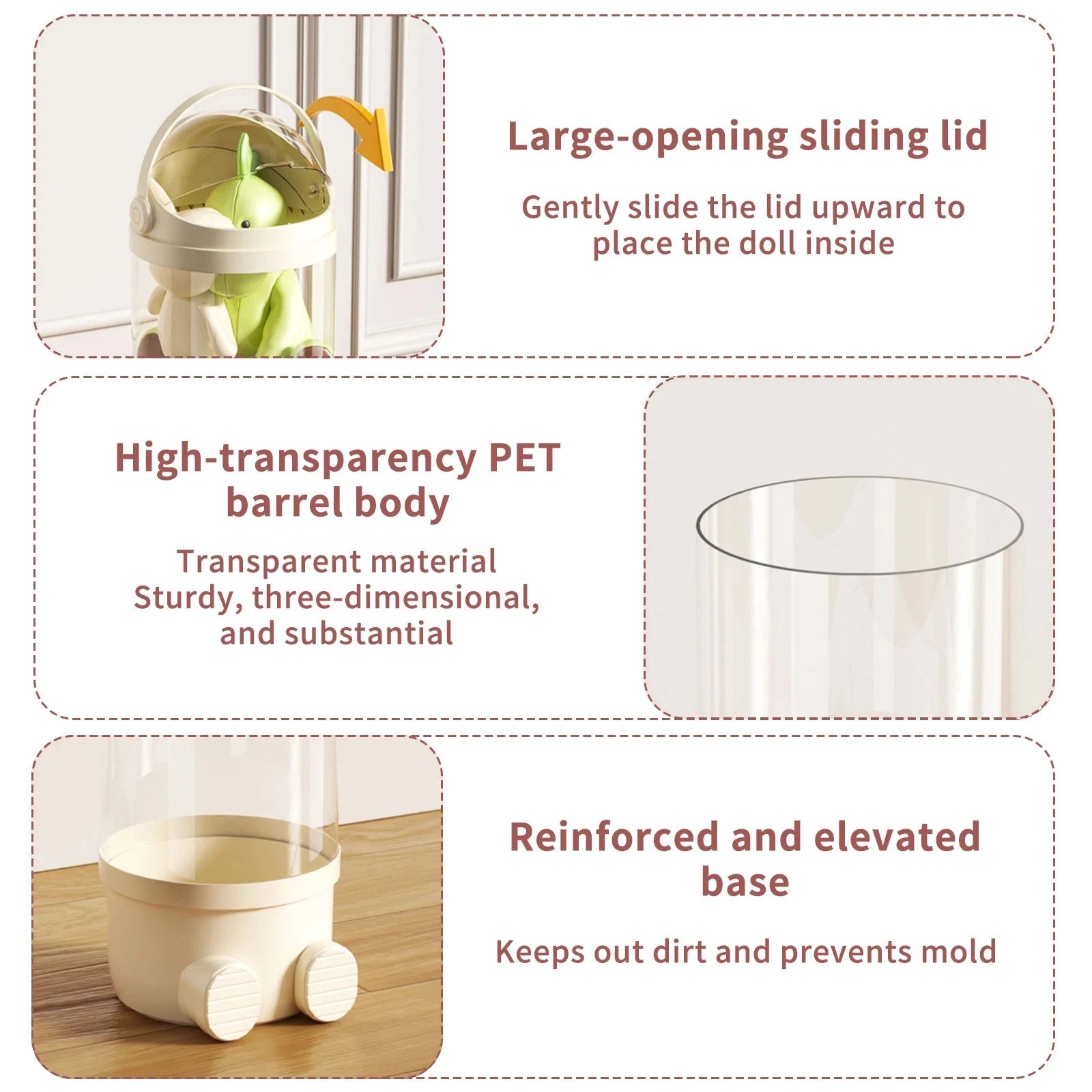 Clear Stuffed Animal Storage Tube – Stackable PET Plush Toy Organiser &amp; Display Container Manwatstore
