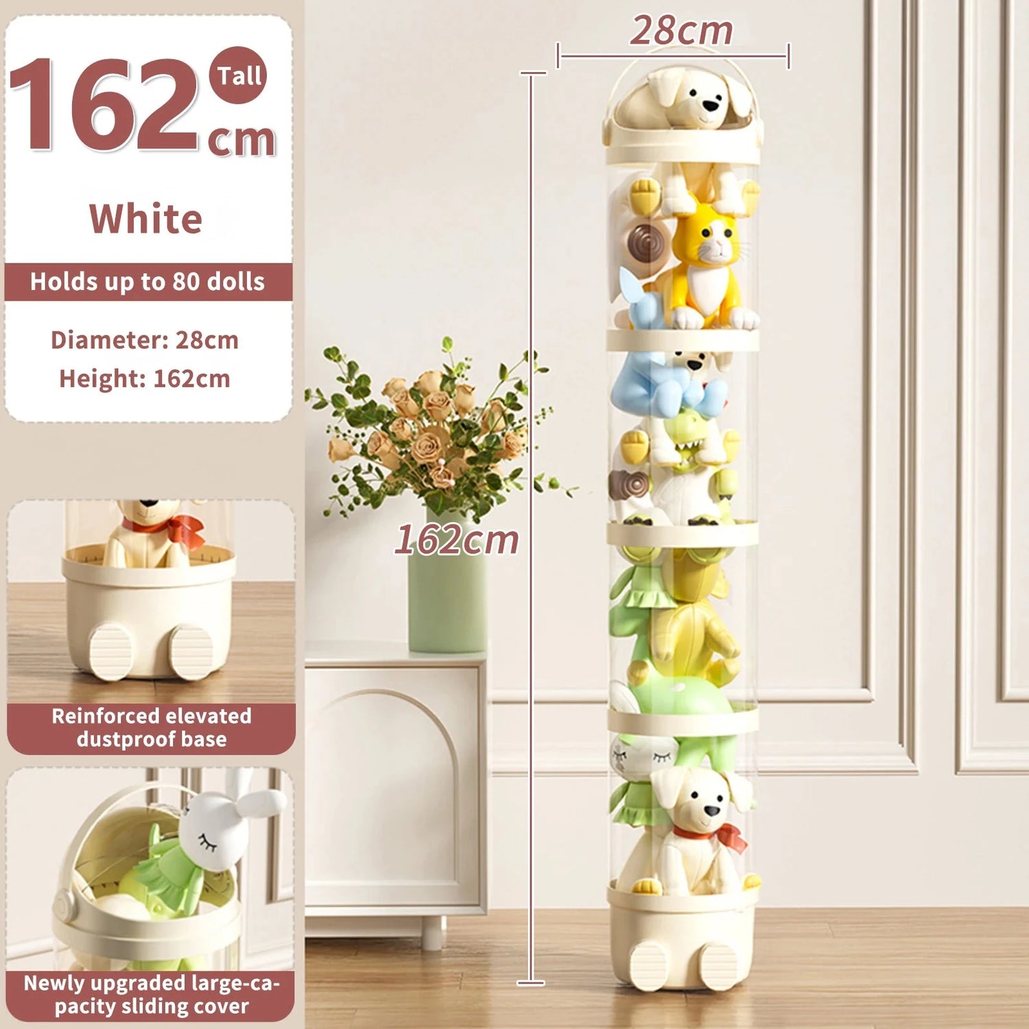 Clear Stuffed Animal Storage Tube – Stackable PET Plush Toy Organiser &amp; Display Container Manwatstore