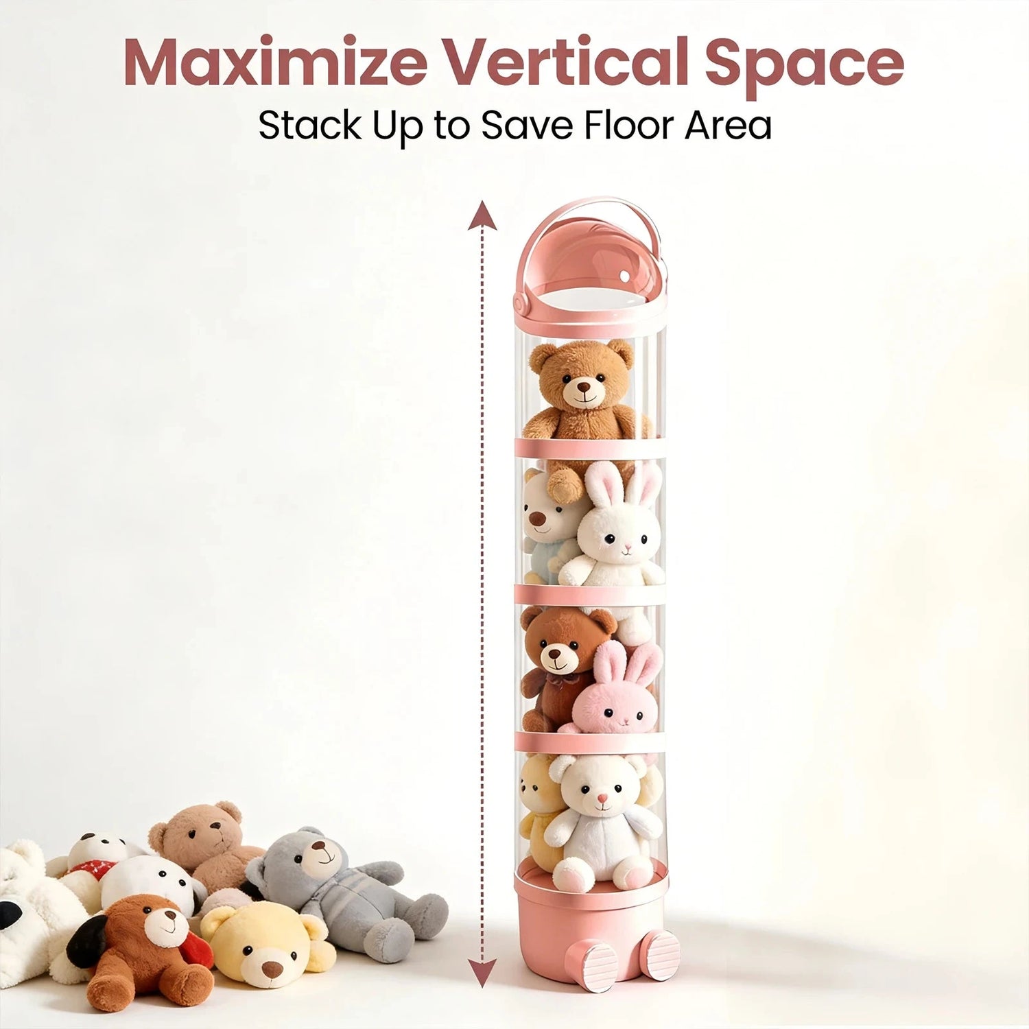 Clear Stuffed Animal Storage Tube – Stackable PET Plush Toy Organiser &amp; Display Container Manwatstore