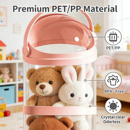 Clear Stuffed Animal Storage Tube – Stackable PET Plush Toy Organiser &amp; Display Container Manwatstore
