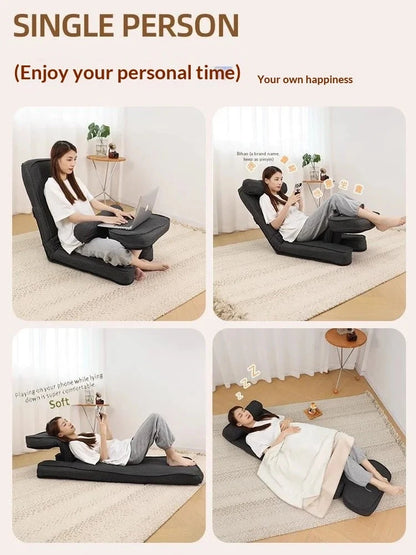 CloudRest Lazy Tatami Floor Sofa Chair with Adjustable Backrest &amp; Laptop Stand Manwatstore