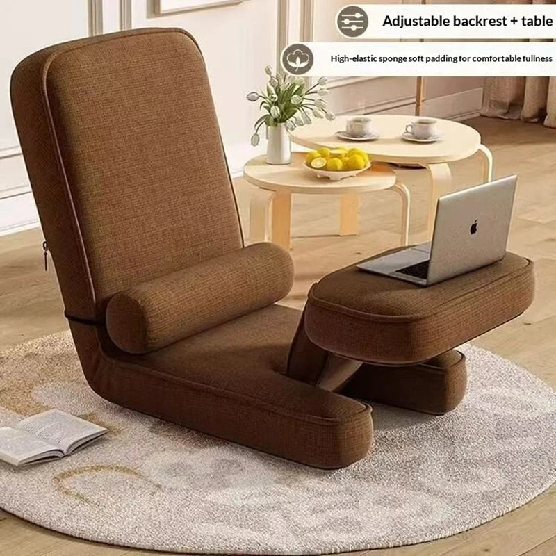 CloudRest Lazy Tatami Floor Sofa Chair with Adjustable Backrest &amp; Laptop Stand Manwatstore