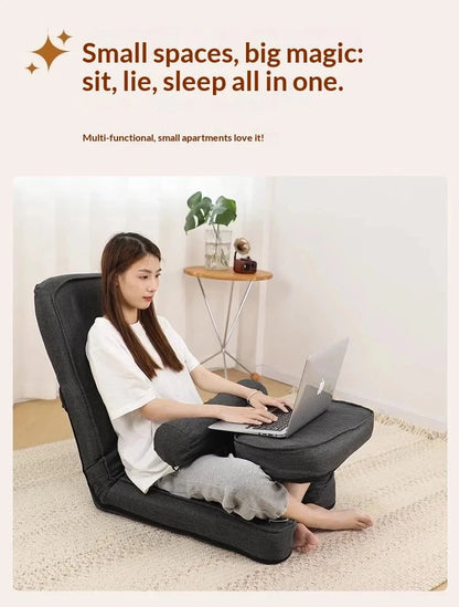 CloudRest Lazy Tatami Floor Sofa Chair with Adjustable Backrest &amp; Laptop Stand Manwatstore
