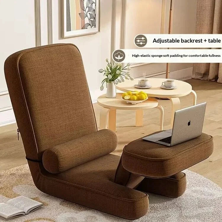 CloudRest Lazy Tatami Floor Sofa Chair with Adjustable Backrest &amp; Laptop Stand Manwatstore