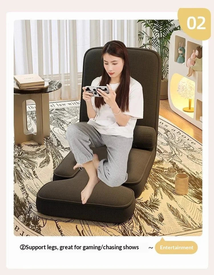 CloudRest Lazy Tatami Floor Sofa Chair with Adjustable Backrest &amp; Laptop Stand Manwatstore