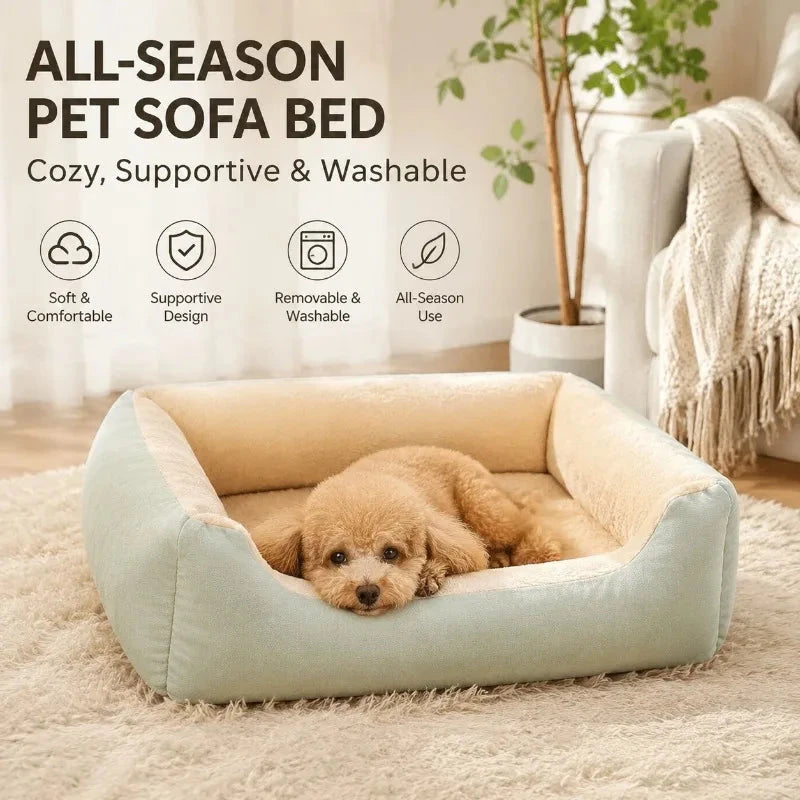 Washable rectangular pet bed