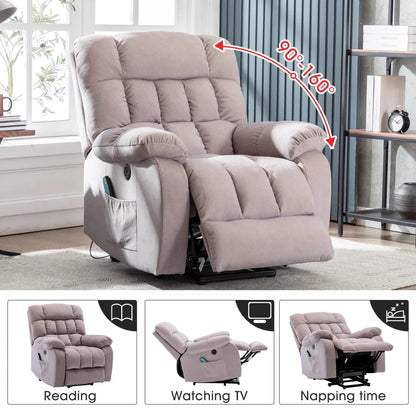 ComfortRise Electric Power Lift Recliner Chair with Massage, Heat &amp; USB Charging Manwatstore
