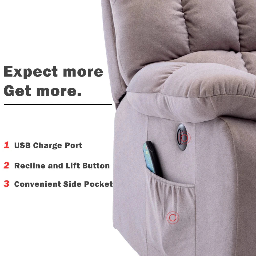 ComfortRise Electric Power Lift Recliner Chair with Massage, Heat &amp; USB Charging Manwatstore