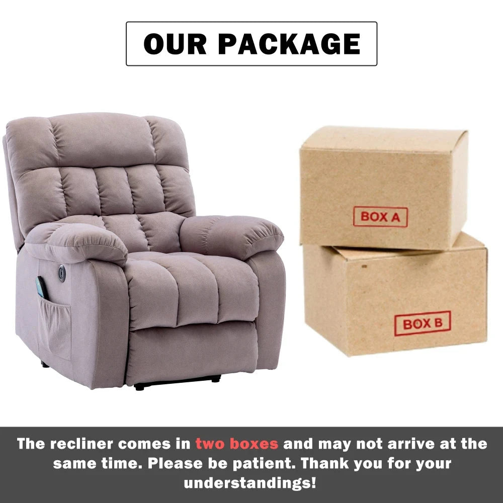 ComfortRise Electric Power Lift Recliner Chair with Massage, Heat &amp; USB Charging Manwatstore