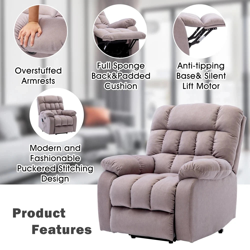 ComfortRise Electric Power Lift Recliner Chair with Massage, Heat &amp; USB Charging Manwatstore