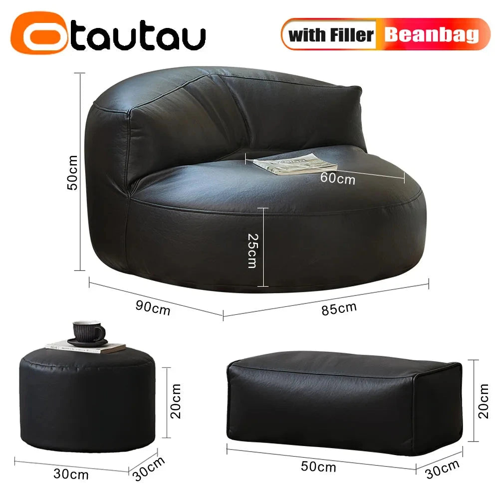 Cozy Faux Leather Bean Bag Sofa Manwatstore