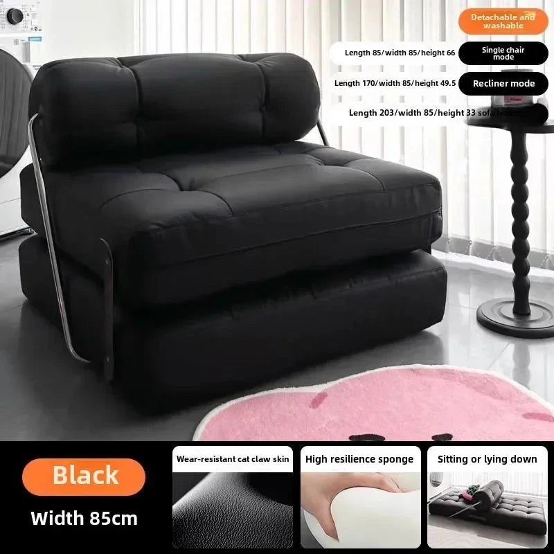 Cream Style Lamb Fleece Leisure Folding Sofa Bed Fold Dual Use Single Small Unit Living Room Lazy Sofa Balcony Leisure Sofa Manwatstore