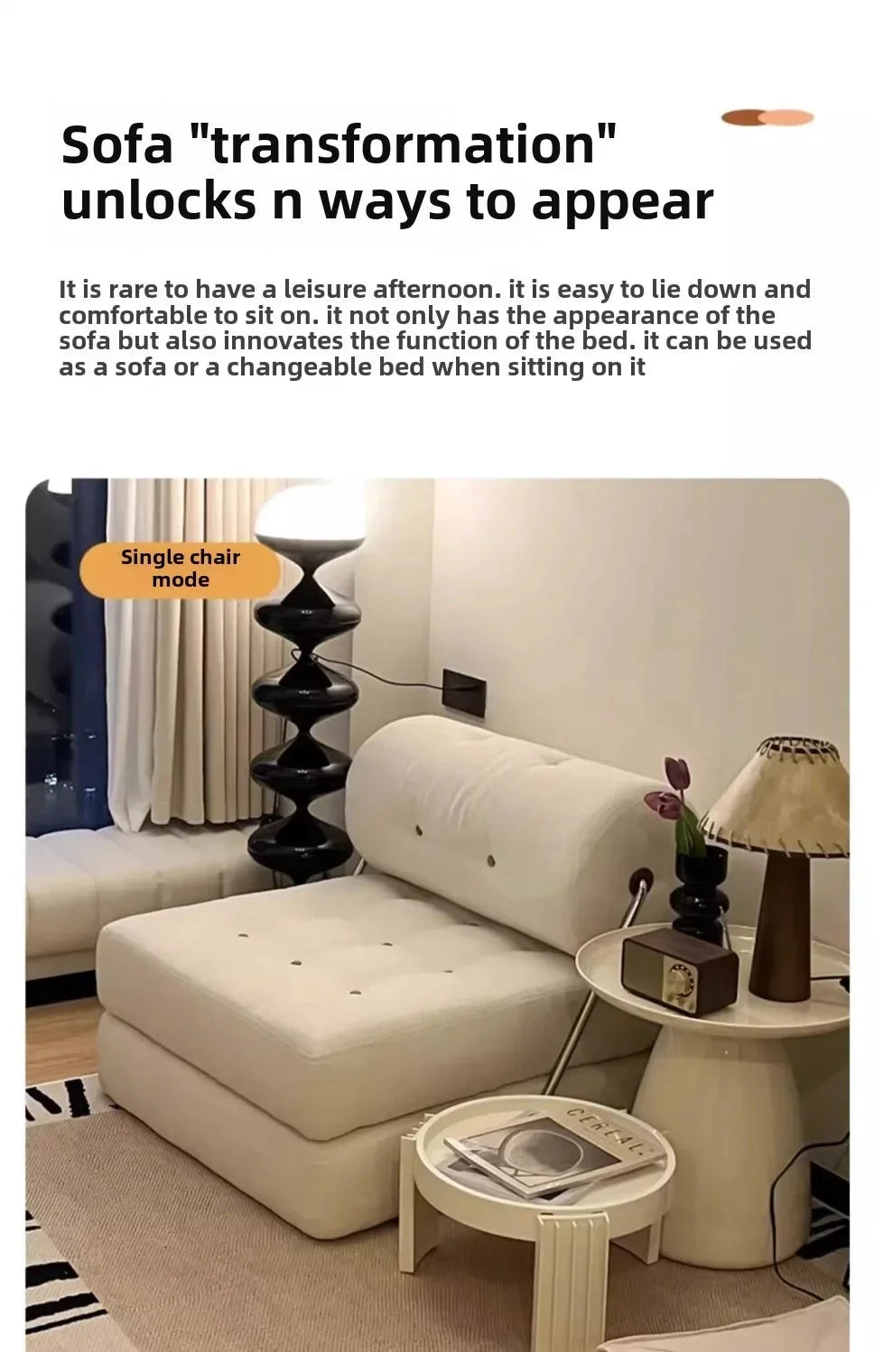 Cream Style Lamb Fleece Leisure Folding Sofa Bed Fold Dual Use Single Small Unit Living Room Lazy Sofa Balcony Leisure Sofa Manwatstore