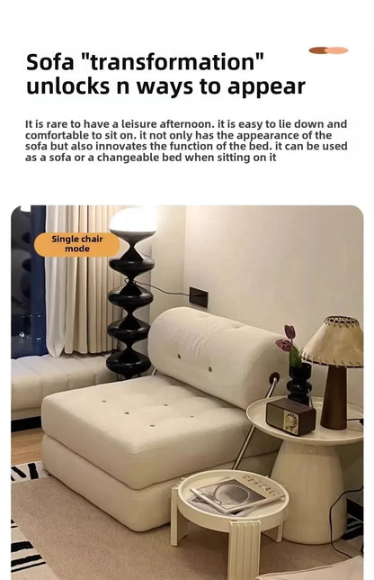 Cream Style Lamb Fleece Leisure Folding Sofa Bed Fold Dual Use Single Small Unit Living Room Lazy Sofa Balcony Leisure Sofa Manwatstore