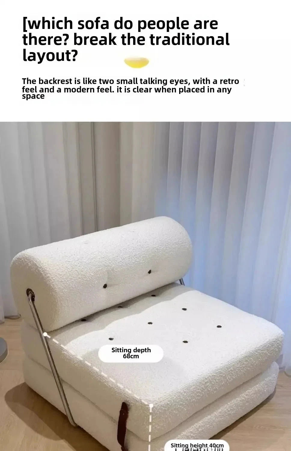 Cream Style Lamb Fleece Leisure Folding Sofa Bed Fold Dual Use Single Small Unit Living Room Lazy Sofa Balcony Leisure Sofa Manwatstore