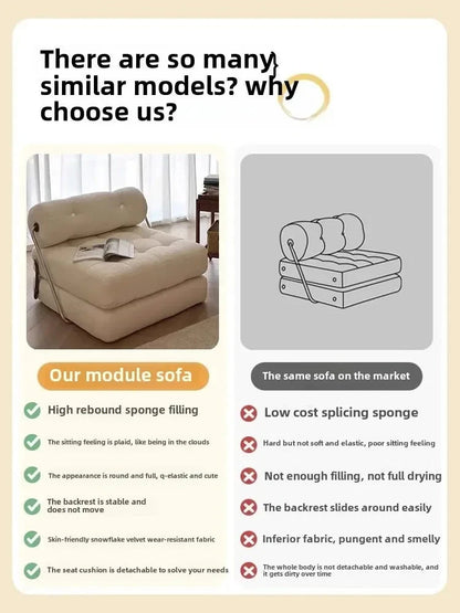 Cream Style Lamb Fleece Leisure Folding Sofa Bed Fold Dual Use Single Small Unit Living Room Lazy Sofa Balcony Leisure Sofa Manwatstore