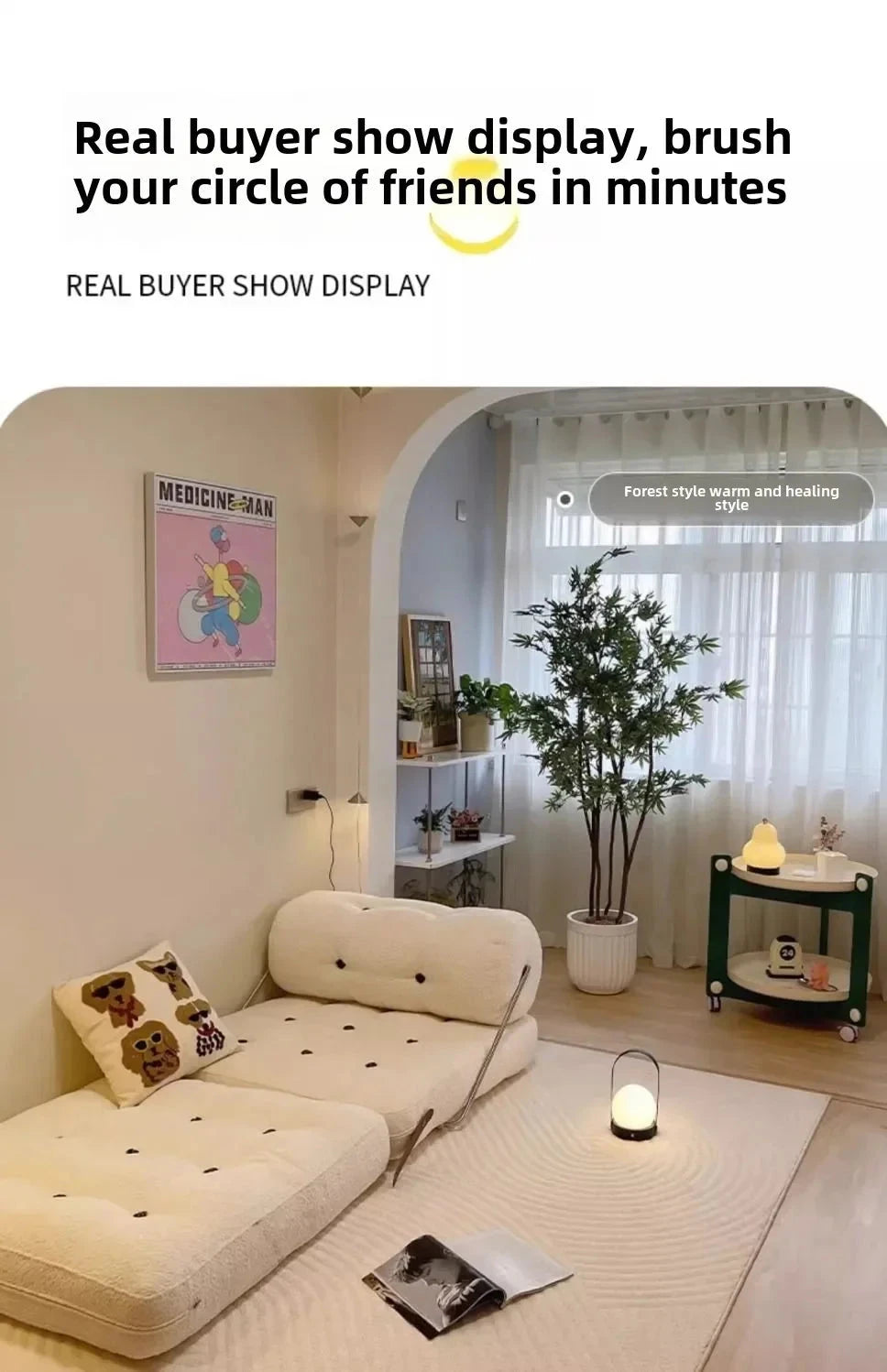 Cream Style Lamb Fleece Leisure Folding Sofa Bed Fold Dual Use Single Small Unit Living Room Lazy Sofa Balcony Leisure Sofa Manwatstore