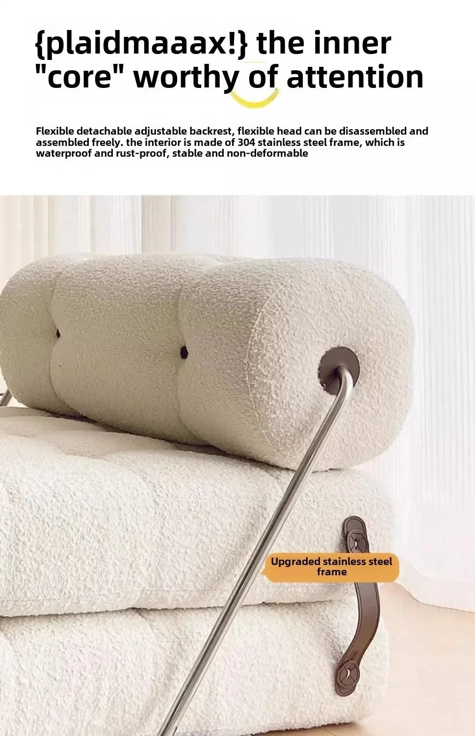 Cream Style Lamb Fleece Leisure Folding Sofa Bed Fold Dual Use Single Small Unit Living Room Lazy Sofa Balcony Leisure Sofa Manwatstore