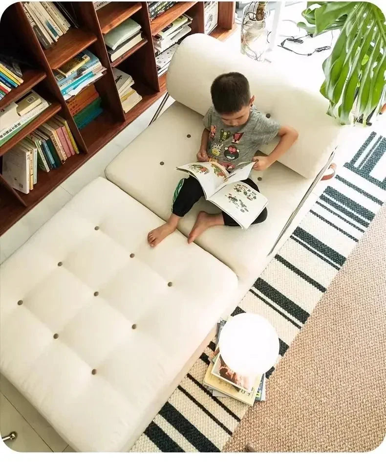 Cream Style Lamb Fleece Leisure Folding Sofa Bed Fold Dual Use Single Small Unit Living Room Lazy Sofa Balcony Leisure Sofa Manwatstore