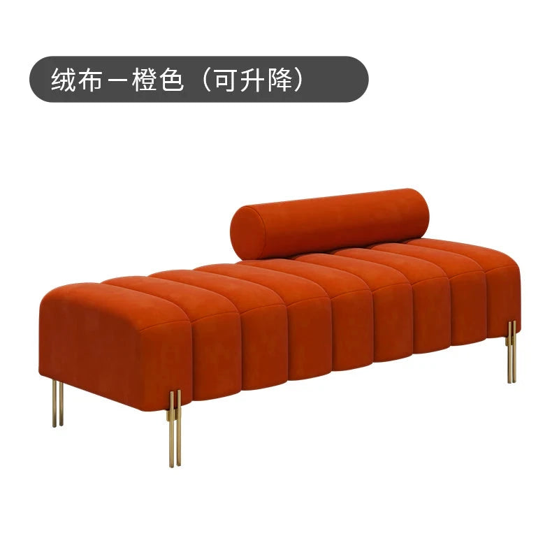 Cream Upholstered Chaise Lounge with Metal Legs Rolled Backrest Modern &amp; Comfortable Seating for Dressing Room &amp; Boutique Spaces Manwatstore