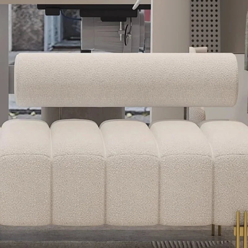 Cream Upholstered Chaise Lounge with Metal Legs Rolled Backrest Modern &amp; Comfortable Seating for Dressing Room &amp; Boutique Spaces Manwatstore